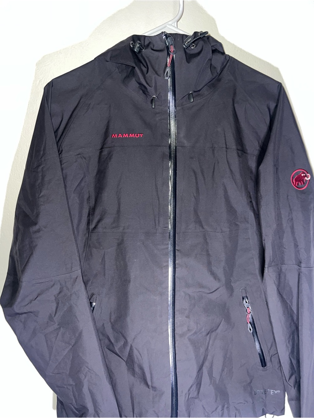 Mammut Black Waterproof Hooded Shell with Red Logo Accents - Picture 4 of 7